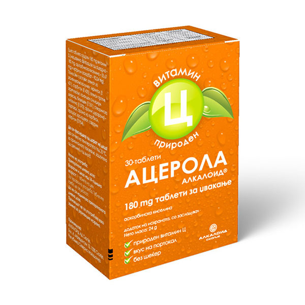 ALKALOID ACEROLA таблети за џвакање 180mg, 30 парчиња